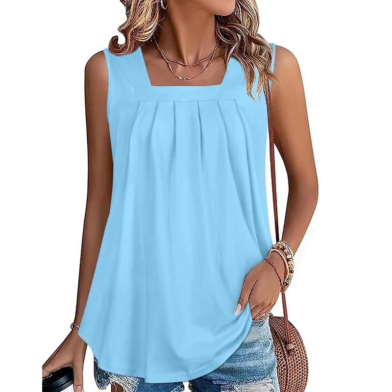 Pleated square-neck tank Simply Vera Women's clothing